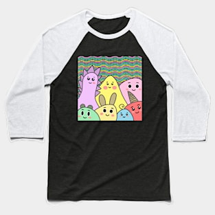 Cute Colorful Monsters Baseball T-Shirt